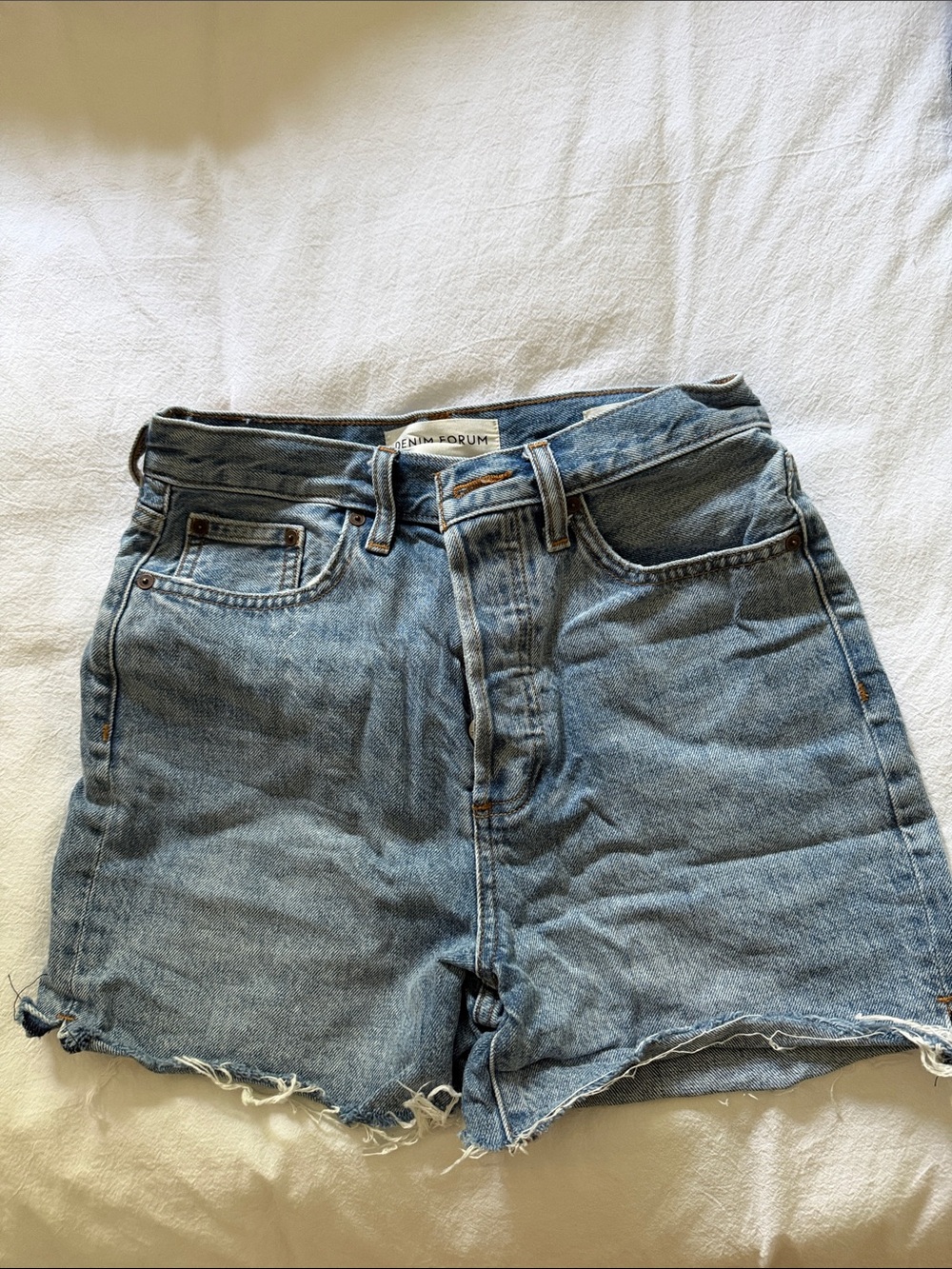 Denim Forum Classic Light Blue High-Rise Jean Shorts